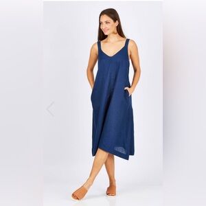 Jag Australia Trapeze Navy Linen Dress Size 6